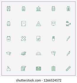 icon set about school with keywords triangle ruler, chancery and diary