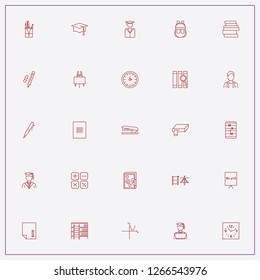 icon set about school with keywords mathematics equation, notebook and student hat