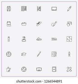 icon set about school with keywords drawing, abacus and school blackboard