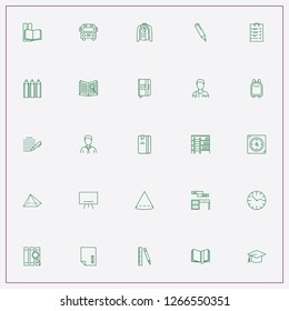 icon set about school with keywords jockey uniform, ruler with pencil and bookshelves