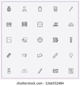icon set about school with keywords ball pen, student and ruler