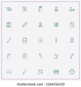 icon set about school with keywords student, notice book and protractor