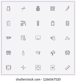 icon set about school with keywords notices, blackboard and swing car
