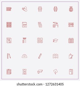 icon set about school with keywords math book, color pencils and sharpener