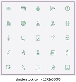 icon set about school with keywords lunch, felt tip pen and note book