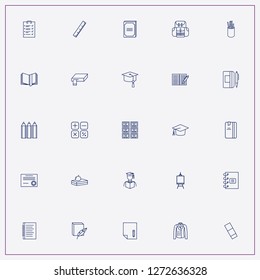 icon set about school with keywords notice book, color pencils and ruler
