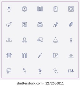 icon set about school with keywords book, color pencils and boy