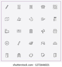 icon set about school with keywords notice book, triangle ruler and books