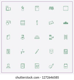 icon set about school with keywords diary, bookshelves and mathematics figures