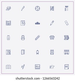 icon set about school with  searching book, pencil and library building
