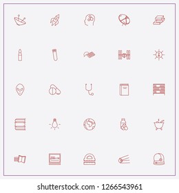 icon set about science with keywords analysis flask, book and solar power sun