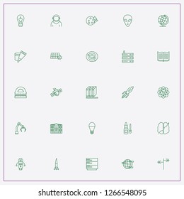 icon set about science with keywords worldwide data, book and universe