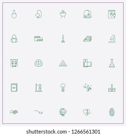 icon set about science with keywords light bulb, books and space helmet