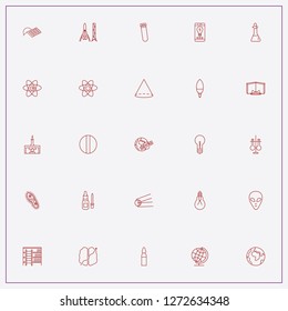 icon set about science with keywords rocket, sun battery and globe