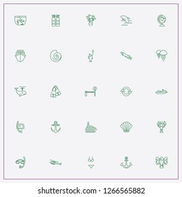 icon set about sea with keywords barrier, fishes and diving tank