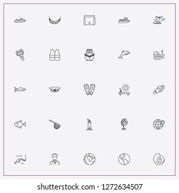 icon set about sea with keywords earth, water scooter and sea peaked cap