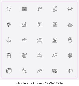 icon set about sea with keywords gate, water scooter and sunshine