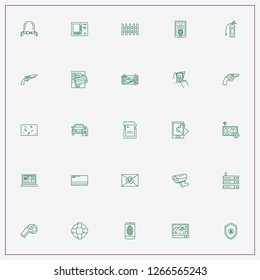 icon set about security with   credit card, fire extinguisher and airport monitor