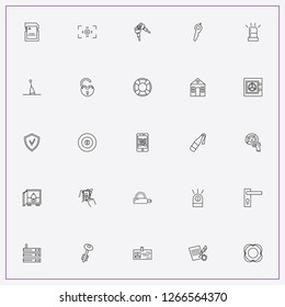 icon set about security with   insurance policy, door lock and buoy