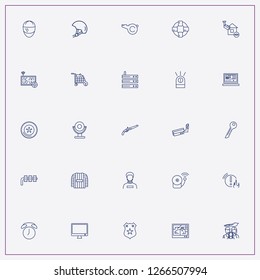 icon set about security with keywords rescue alarm, online purchase and bike helmet