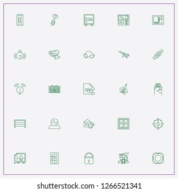 icon set about security with keywords key, airport luggage storage and fence