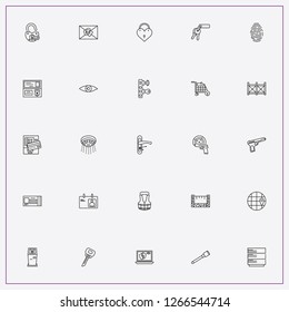 icon set about security with keywords laptop internet security, stick grenade and key