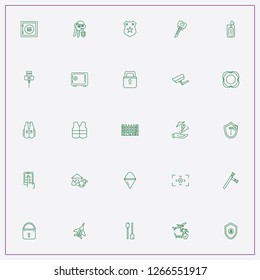 icon set about security with keywords vest, key and smart house mobile control