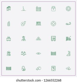 icon set about security with keywords warrior armor shoe, keys and money case