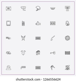 icon set about security with keywords fences, gold bars and portable radio