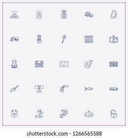 icon set about security with keywords siren, climbing safety lock and fences