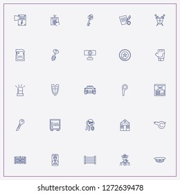 icon set about security with keywords keys, siren and security code dial