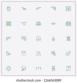 icon set about security with  lifebuoy, portable radio and prisoner shirt