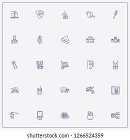 icon set about service with keywords waiter, home delivery and car tire