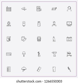 icon set about service with keywords car battery, car radiator and food service trolley