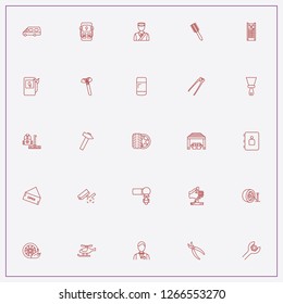 icon set about service with keywords phone book, car tire and mini bus