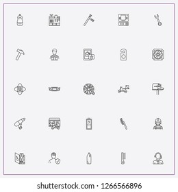 icon set about service with keywords truncheon, comb and hard disk fan