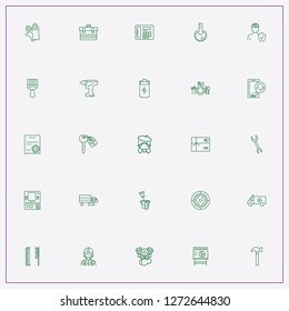icon set about service with keywords painter, commercial vehicle and tools box