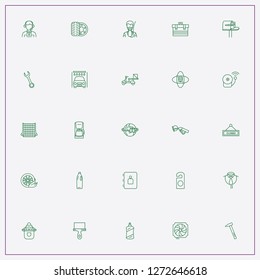 icon set about service with keywords call center, phone book and office uniform