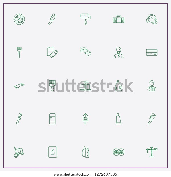 icon set about service with keywords\
household chemicals, tools box and hard disk\
fan