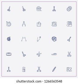 icon set about sewing with   sewing cutter, measure and coil of thread