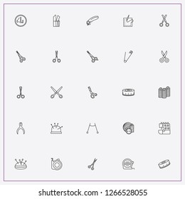 icon set about sewing with keywords scissor, scissors and measure roll
