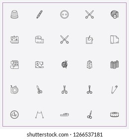 icon set about sewing with keywords scissor, centimeter and textile