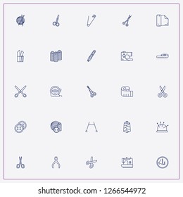 icon set about sewing with keywords scissors, sewing thread and measuring centimeter