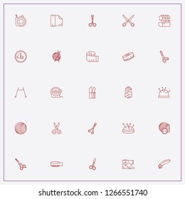 icon set about sewing with keywords sewing machine foot, scissors and textile