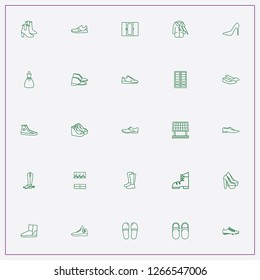 icon set about shoes with keywords soccer shoe, lady shoes and boundary