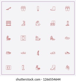 icon set about shoes with keywords lady boots, sneakers and slippers