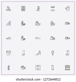 icon set about shoes with keywords lady boots, lady sandals and gumshoes