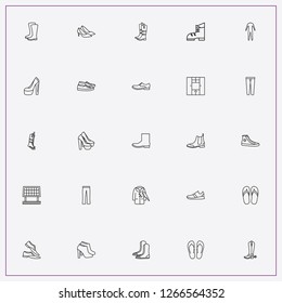 icon set about shoes with   lady shoe, lady trousers and boxing shoe