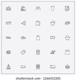 icon set about shopping with keywords basket, shoes and shoe