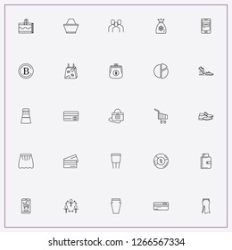 icon set about shopping with keywords bitcoin, shoes and wallet